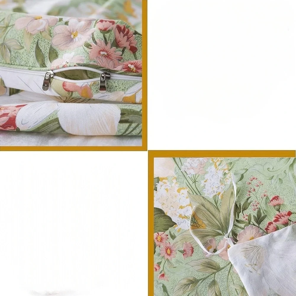 NEW Anthro Green Pink Floral Cotton Queen / King Cotton Bedding Duvet & Sham Set